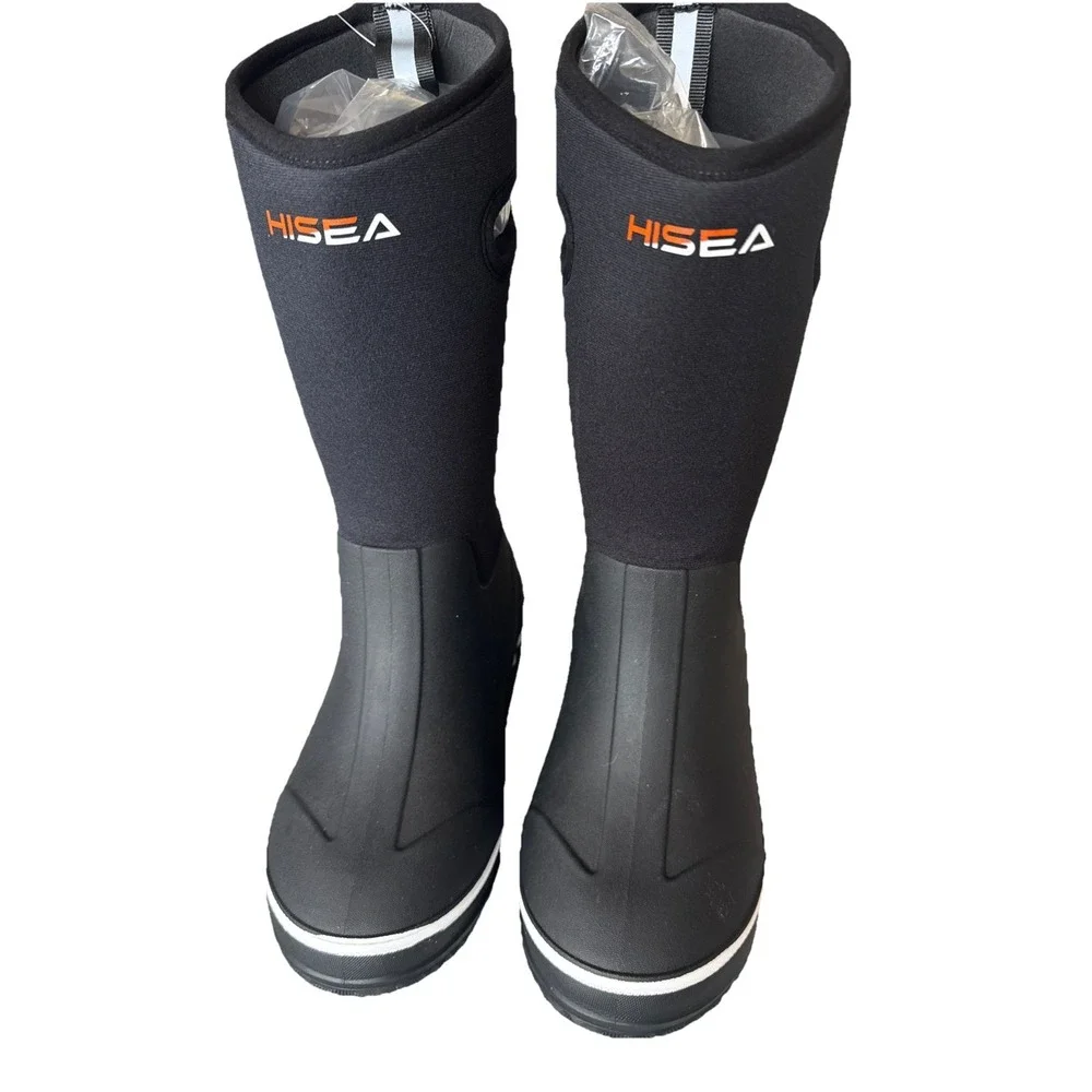 HISEA Kids Neoprene Rubber Rain Boots Black Waterproof Size US 1 NWT